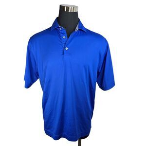 FootJoy FJ Performance Golf Polo Shirt Mens Size L Blue‎ Embroidered Sleeve